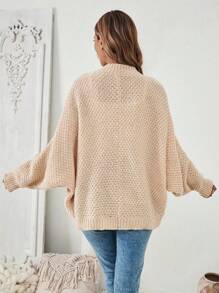 Chiquease Oversized Casual Batwing Sleeve  Flower Knitted Cardigan