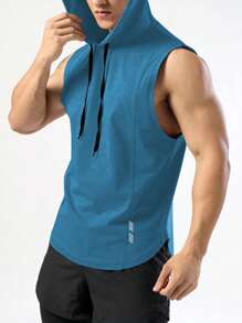 Manfinity Sport PWRUP Parte superior deportiva tipo novio con capucha con cordón para hombres - Azul Cadete - Ver 1