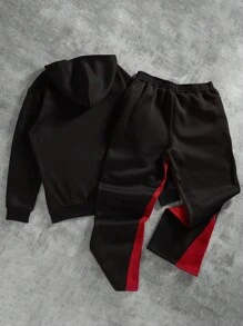 Manfinity Roghcode Men's Letter & Spider Web Printed Hoodie Sweatshirt And Sweatpants Set, Casual Loose Fit, Autumn Winter - Multicolor - View 2