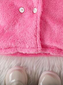 SHEIN 1pc Elegant Fashion Long Fluffy Coat For Baby Girls, Autumn/Winter