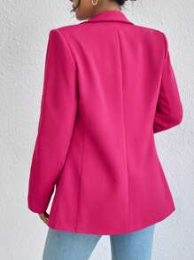 Calvaya Women's Spring/Autumn Solid Color Lapel Collar Long Sleeve Jacket With 3D Floral Brooch Decor