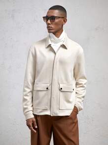 AKNOTIC Business Casual Chaqueta informal de ajuste delgado con cuello vuelto y manga larga para hombres