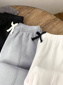 SHEIN 3pcs Tween Boys Loose Knit Sweatpants Set