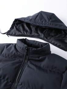 Manfinity Homme Abrigo con capucha acolchado, bolsillo con solapa y cordón ajustable para hombre, estilo holgado