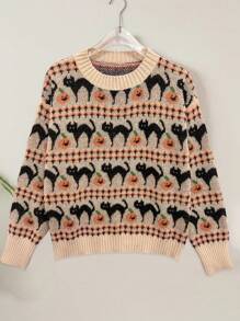 Áo len dệt kim cổ tròn tay dài thanh lịch cổ điển mới - Nhiều màu - Xem 3