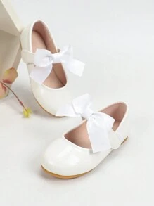1 Pair Girls Casual Shoes With Bow Decoration, Student School Shoes