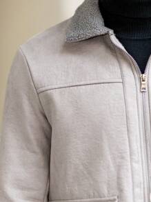 Manfinity Homme Men's Casual Simple Solid Color Turndown Collar Long Sleeve Jacket, Going Out Long Sleeve Jacket, For Friends, Husband, Boyfriend Gifts