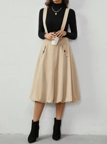 Chiquease Women Casual Midi Hem Suspender Dress