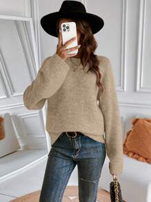 EMERY ROSE Upgraded Premium Thickened Warm Women Crew Neck Sweater,Long Sleeve Tops Knit Pullover Fall Winter Outfit - Khaki - View 6
