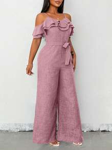 Chiquease 女士纯色宽松休闲连体裤