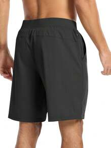 Gym Rark Solid Color Drawstring Cycling Shorts With Letter Print For Summer Biker Shorts Black Shorts - Black - View 2