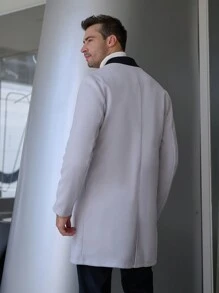 Manfinity Mode Chaqueta de punto de negocios con bloqueo de color, solapa de moda, manga larga para hombres - Multicolor - Ver 2