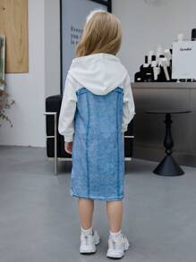 SHEIN 年轻女孩休闲拼色连帽连衣裙，秋季