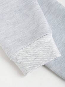 SHEIN Unity Women Solid Color Dropped Shoulder Long Sleeve Zip Up Hooded Casual Sweatshirt, Spring And Autumn Blank Hoodie,Long Sleeve Tops Graduation,Back To School,Graduation,Teacher,Back To School Pullover Fall - Light Grey - View 4