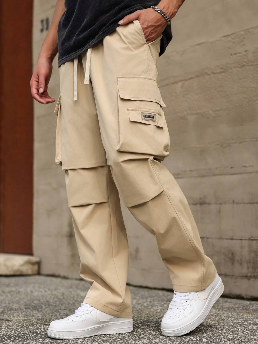 Manfinity Hypemode Men Casual Solid Color Cargo Pants - Khaki - View 1