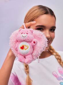 SHEIN X Care Bears Plush Super Soft Heart Embroidery Coin Purse Charm,Gifts - Pink - View 4