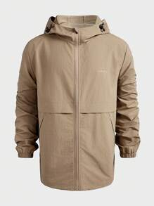 Gym Rark Chaqueta deportiva con capucha y cordón, con cierre delantero de cremallera, estilo de novio, para hombres en primavera y otoño - Café integral - Ver 3