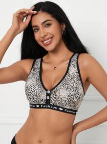 1 件性感豹纹运动瑜伽吊带背心、无缝抹胸文胸、健身紧身网眼内衣套装 - 彩色 - 查看 6