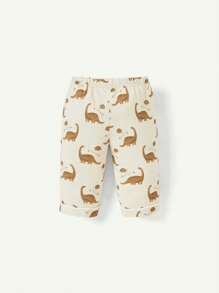 Cozy Pixies 2pcs Newborn Baby Boy Cartoon Dinosaur Print Collared Top And Pants Set