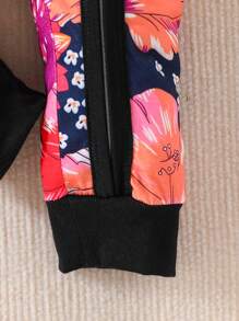 2pcs Baby Girls' Cute Floral Print Romper Set, Spring/Summer/Autumn