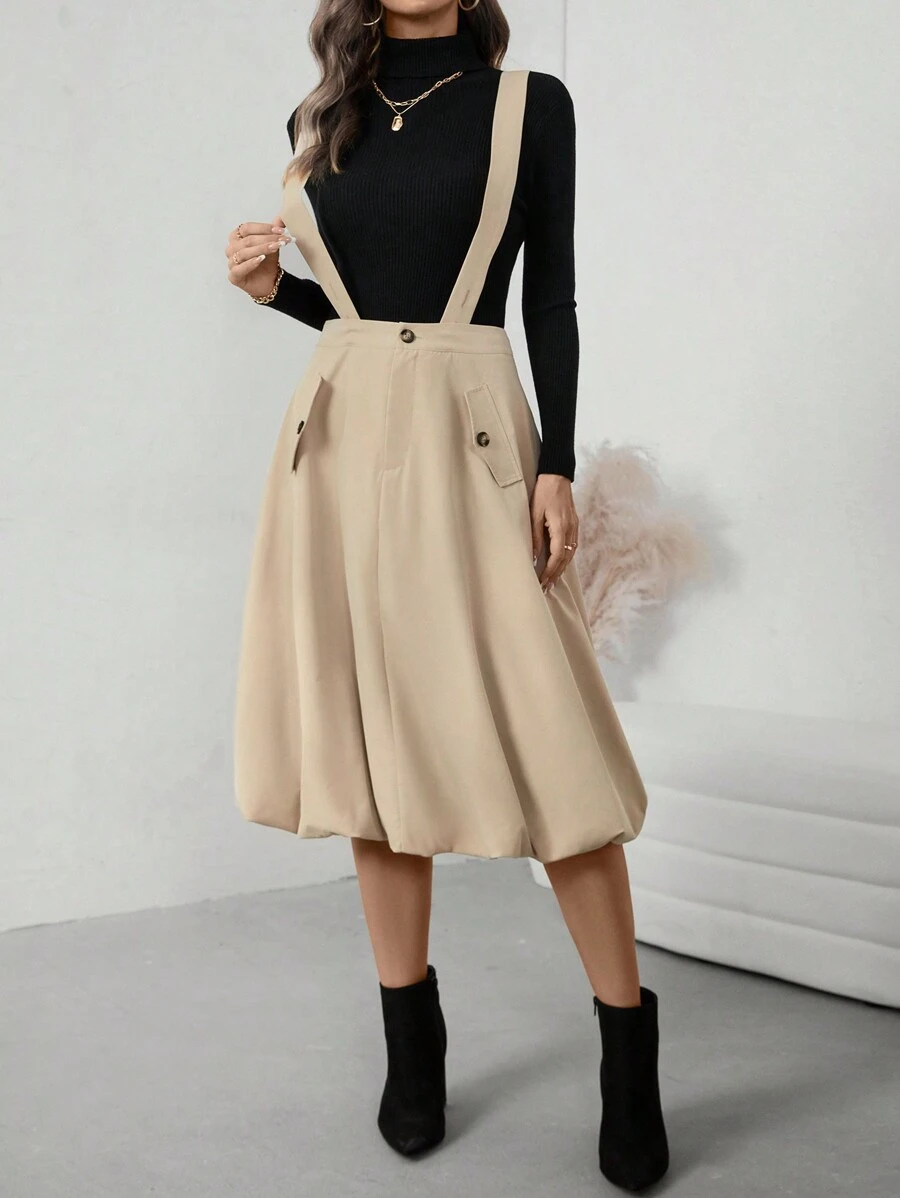 Chiquease Women Casual Midi Hem Suspender Dress