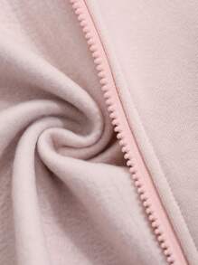 DAZY 女式短款宽松休闲羊毛连帽衫拉链运动衫夹克