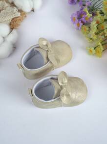 1 Pair Infant/Toddler Flat Boots With Bowknot Decor, Soft & Comfortable