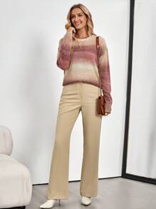 EMERY ROSE Women Dip-Dyed Long Sleeve Crew Neck Sweater Fall Women Clothes - Multicolor - View 3