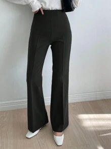 DAZY 女式纯色喇叭裤，黑色，四季皆宜，返校服装，女式正装裤，秋季 - 黑色 - 查看 4