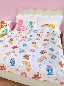 SHEIN X Care Bears 1pc Cute Cartoon Bear All-Over Print Ruffle Trim Fitted Sheet, Gifts,Suitable For Children Single/Double/Queen/King Bed - Multicolor - View 4