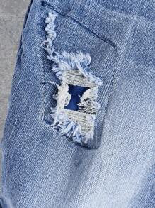 SHEIN Tween Boy 破洞休闲牛仔裤