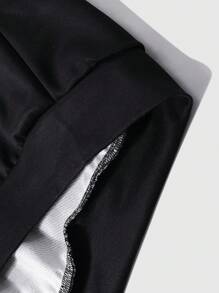 ROMWE MEN Street Life Men's Autumn/Winter Letter & Character Print Zip Closure Drawstring Hooded Casual Sweatshirt - Black - View 6