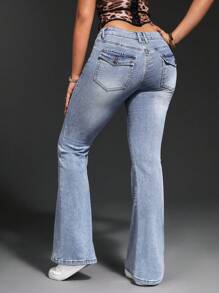 SHEIN SXY Jeans simples avec poches pour femmes, casual pour tous les jours
