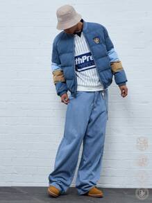 Manfinity NXTstreet Chaqueta casual oversize con parche decorativo para hombres, invierno - Multicolor - Ver 3