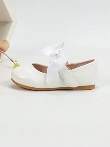 1 Pair Girls Casual Shoes With Bow Decoration, Student School Shoes