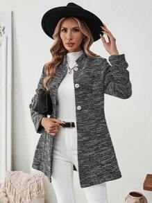 Calvaya 女士休闲立领羊毛大衣，秋季 - 彩色 - 查看 1