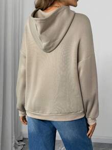 SHEIN Sudaderas casuales con bordado de letras para mujeres embarazadas, para otoño y para el invierno - Caqui - Ver 2