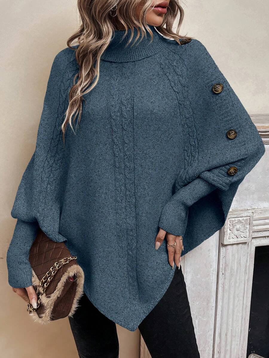 EMERY ROSE 休闲女士纯色宽松蝙蝠袖高领毛衣，秋冬季，长袖上衣