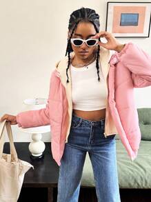 Tienermeisjes Winter Lange Mouw Capuchon Losse Casual Jas