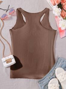INAWLY Women's Casual Owl Printed Vest For Vacation Graphic Tees Women Tops - Mocha Brown - View 2