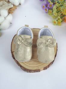 1 Pair Infant/Toddler Flat Boots With Bowknot Decor, Soft & Comfortable