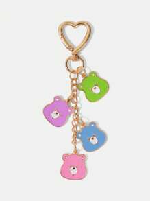 SHEIN X Care Bears Gantungan Kunci Beruang Kartun Aneka Warna 4 Buah, Dekorasi Tas, Hadiah, Hari Valentine - MultiWarna - View 3