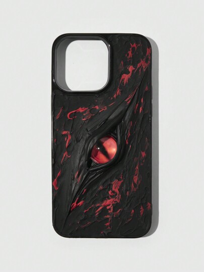 Goth Personalized Devil's Eye 3D Graphic Black Phone Case, Halloween