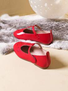 1pair Fashionable Girls Hollow Out Flat Shoes For Spring/Fall - Red - View 2
