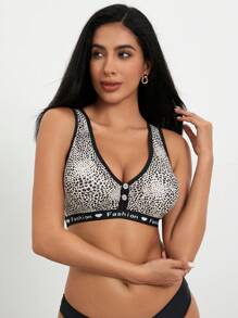 1 件性感豹纹运动瑜伽吊带背心、无缝抹胸文胸、健身紧身网眼内衣套装 - 彩色 - 查看 5