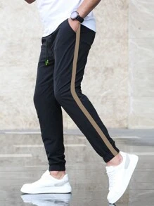 Manfinity Homme Pantaloni de jogging casual pentru bărbați, cu șnur în talie, cu buzunar