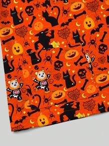 PopScrub Blusa casual con bolsillo de manga corta y cuello en V con estampado de calabaza para mujer