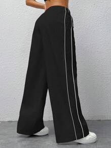 SHEIN Teenager Mädchen Loose Fit Cargo Hose mit Kontrastfarbenem Saum und Kordelzug Taille
