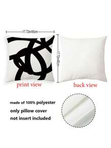 SHEIN 2pcs 18x18 Inch Black And White Peach Skin Velvet Pillow Covers, Abstract Art Cushion Covers, Decorative Pillowcases Suitable For Indoor And Outdoor, Use On Sofa Sofa Bed Home Christmas For Holiday Gift Giving