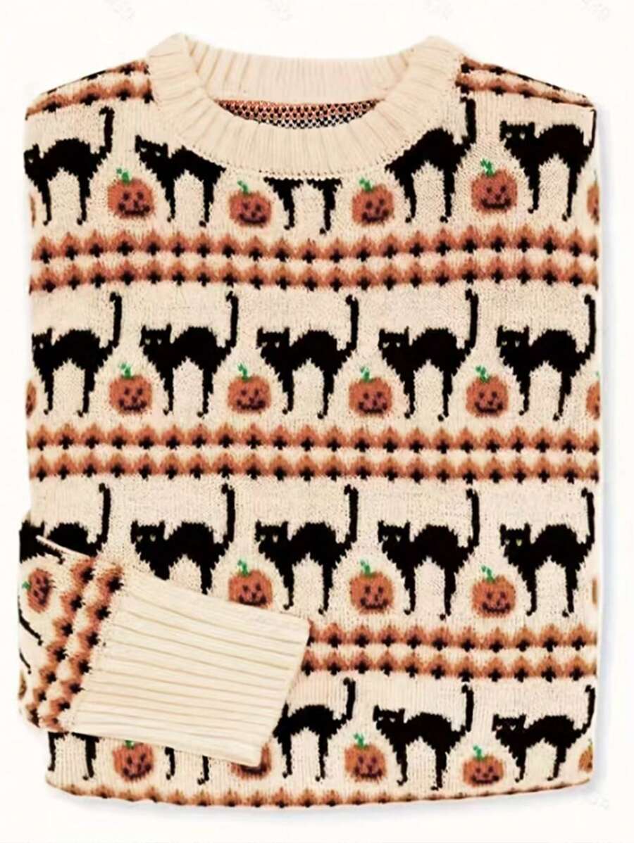 Áo len dệt kim cổ tròn tay dài thanh lịch cổ điển mới - Nhiều màu - Xem 1